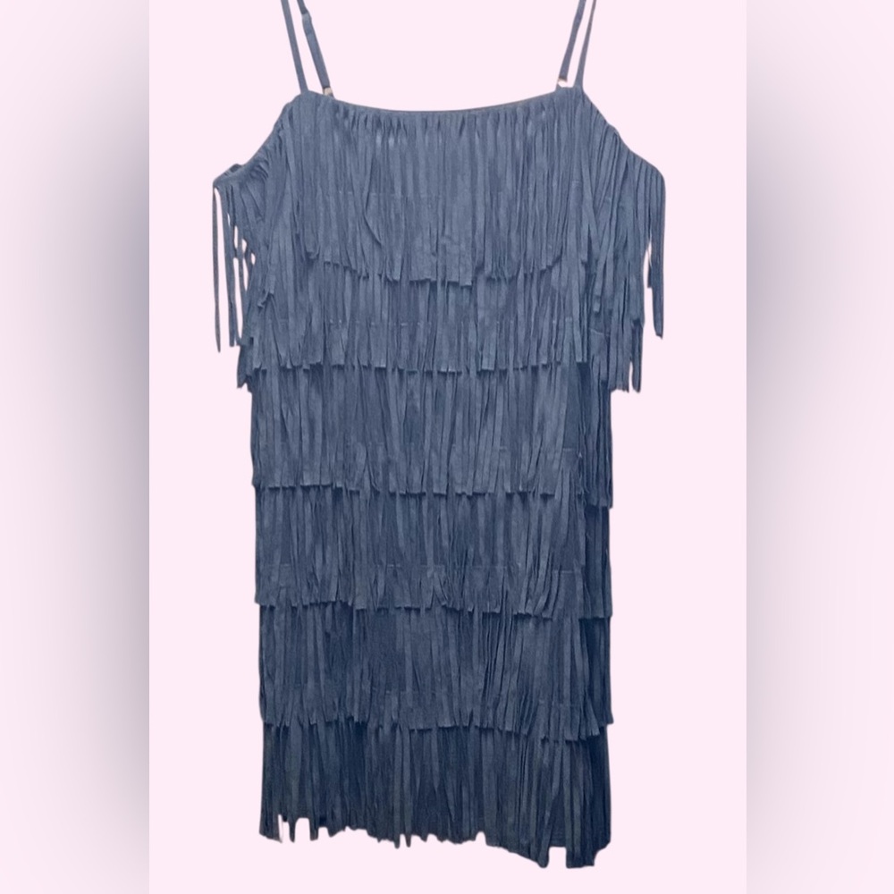 Trixxi Black Fringe Mini Dress Size Large